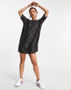 Urban Threads T-shirt Dress In Black Star Print