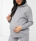 Asos Design Maternity Tracksuit Hoodie / Slim Sweatpants With Tie In Gray Heather-grey