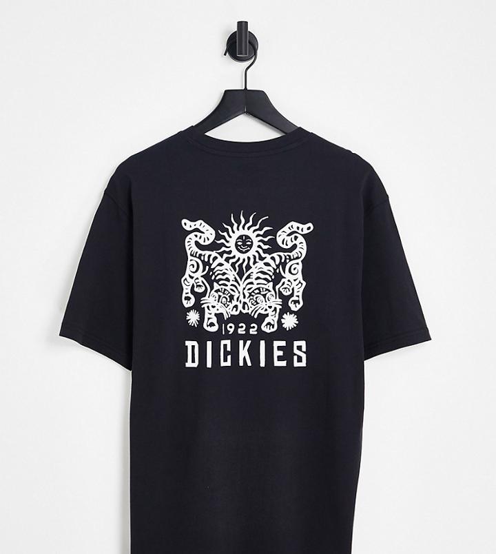 Dickies Tiger Back Print T-shirt In White - Exclusive To Asos-black