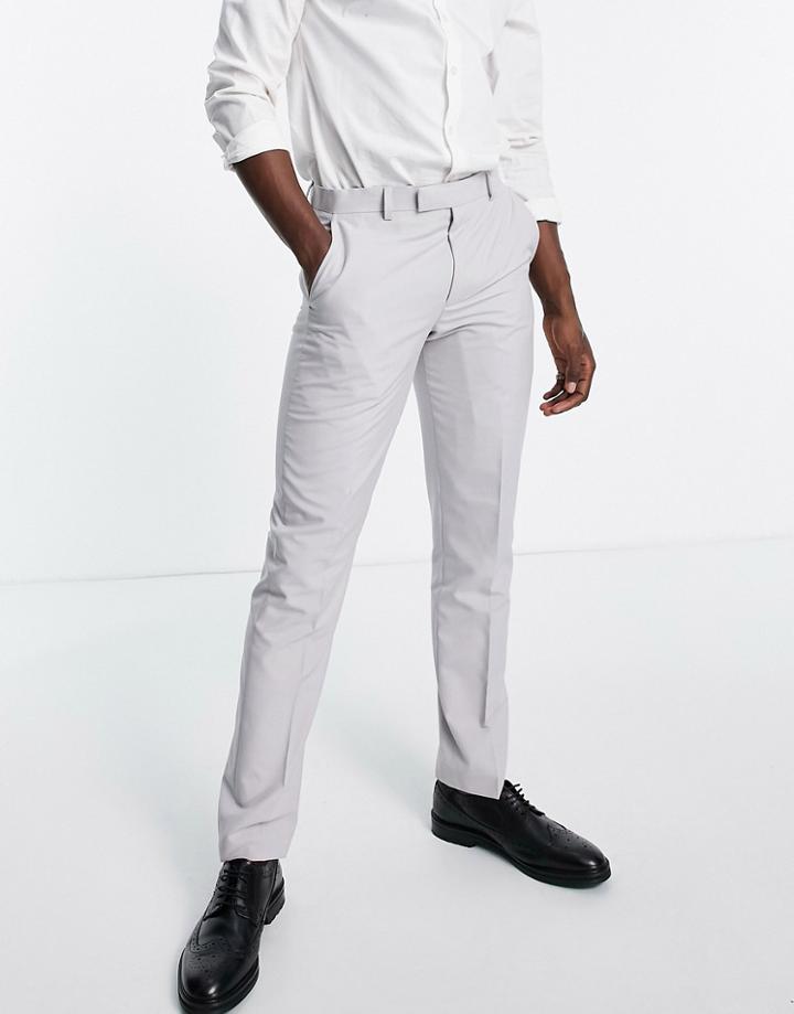 Original Penguin Slim Fit Plain Suit Pants-grey