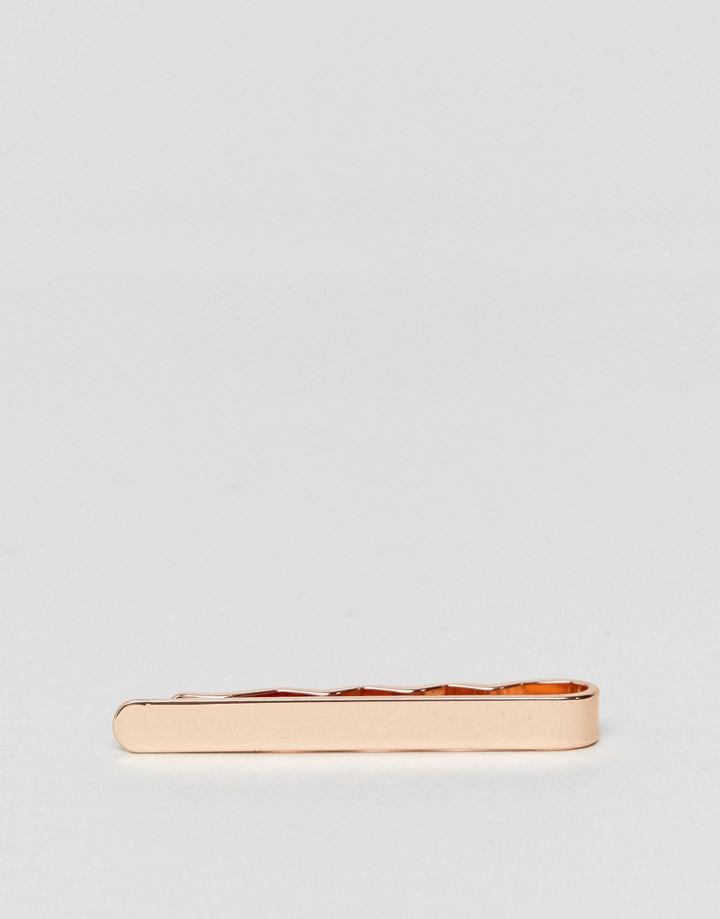 Asos Slim Tie Bar In Rose Gold - Pink