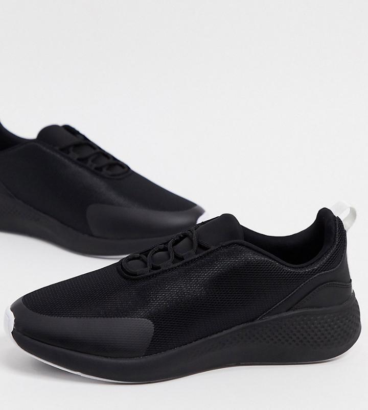 Asos Design Wide Fit Mesh Sneakers In Black
