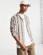 Farah Check Revere Shirt In Stone-neutral