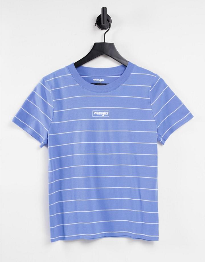 Wrangler Short Sleeve Stripe Tee In Marina Blue-multi
