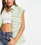 Missguided Check Tweed Vest Set In Green
