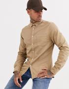 Asos Design Stretch Slim Denim Shirt In Sand
