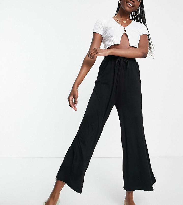 Asos Design Tall Cropped Drawstring Pants In Black