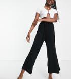 Asos Design Tall Cropped Drawstring Pants In Black