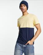 Jack & Jones Originals Oversized T-shirt In Beige And Navy Color Block-neutral