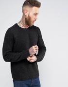 Asos Sweater With Cable Knit Sleeves In Wool Mix - Black
