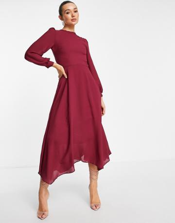Trendyol Flare Dress In Burgundy-red
