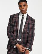 Asos Design Skinny Suit Jacket In Tartan Check With Yellow Highlight-green