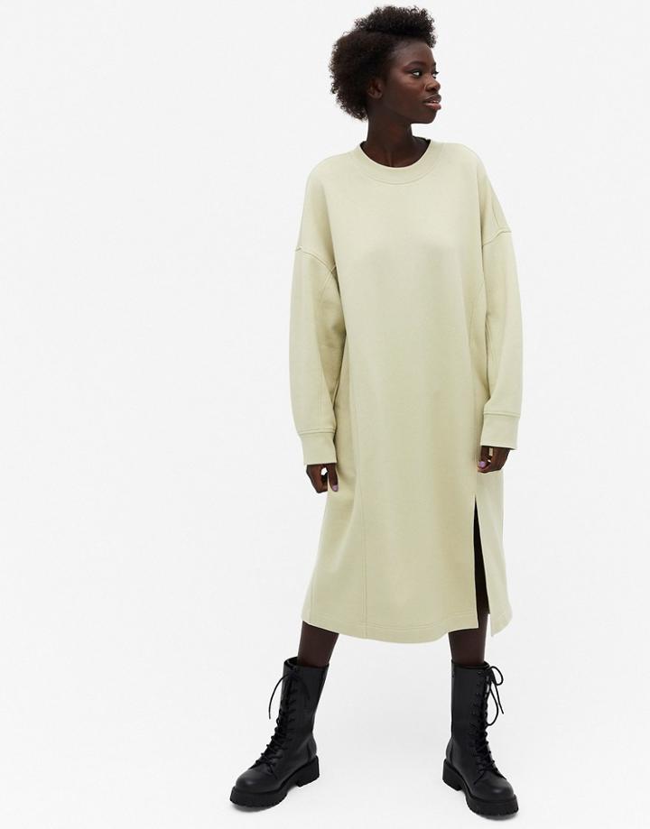 Monki Coba Organic Blend Cotton Midi Dress In Green