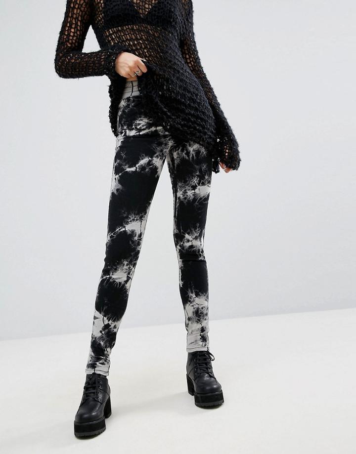 Tripp Nyc High Waist Tie Dye Skinny Jean - Black