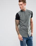 Siksilk Muscle Shirt In Khaki With Jersey Sleeves - Gray