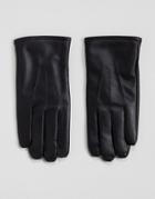 Asos Leather Gloves In Black With Touchscreen In Gift Box - Black