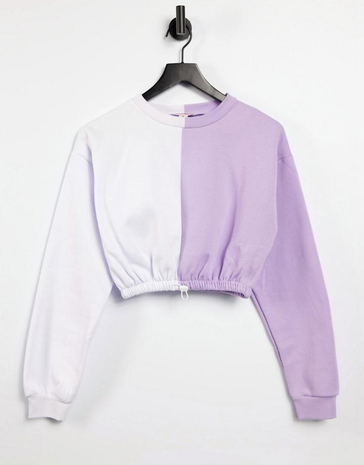Urban Threads Colorblock Cropped Sweatshirt - Part Of A Set-purple