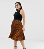 Outrageous Fortune Plus Pleated Midi Skirt In Zebra Print - Multi