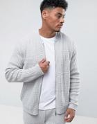 Asos Textured Bomber Jacket In Pale Gray - Gray