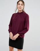 Closet Long Sleeve Bow Neck Blouse - Purple