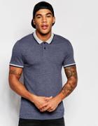 Asos Muscle Jersey Polo With Contrast Collar In Navy - Navy