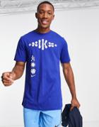 Nike Running Dri-fit Wild Run Logo T-shirt In Blue