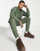 Asos Design Tapered Sweatpants In Khaki - Part Of A Set-green
