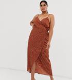Asos Design Curve Cami Wrap Maxi Dress In Polka Dot-multi