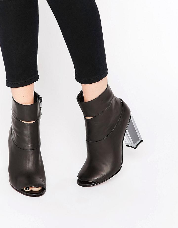 Miista Heeled Boot With Open Toe - Black