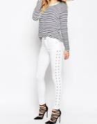 Asos 'sculpt Me' Premium Jeans In Optic White With Lace Up Sides - White