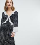 River Island Frill Front Polka Dot Swing Dress - Black