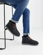 Ugg Neumel Utility Lace Up Short Boots In Black Leather