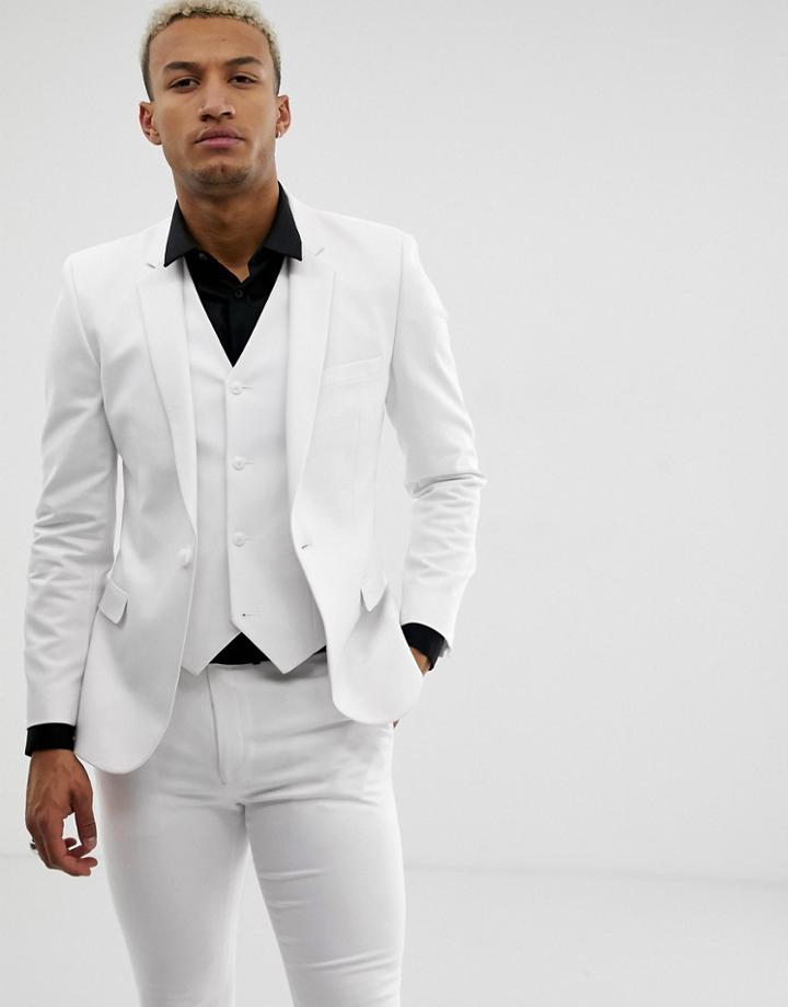 Asos Design Super Skinny Suit Jacket In White - White
