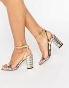 Aldo Izabela Stripe Heeled Sandals - Gold
