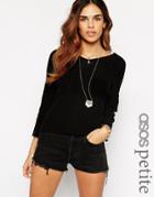 Asos Petite Sweater With V Front And Back - Black