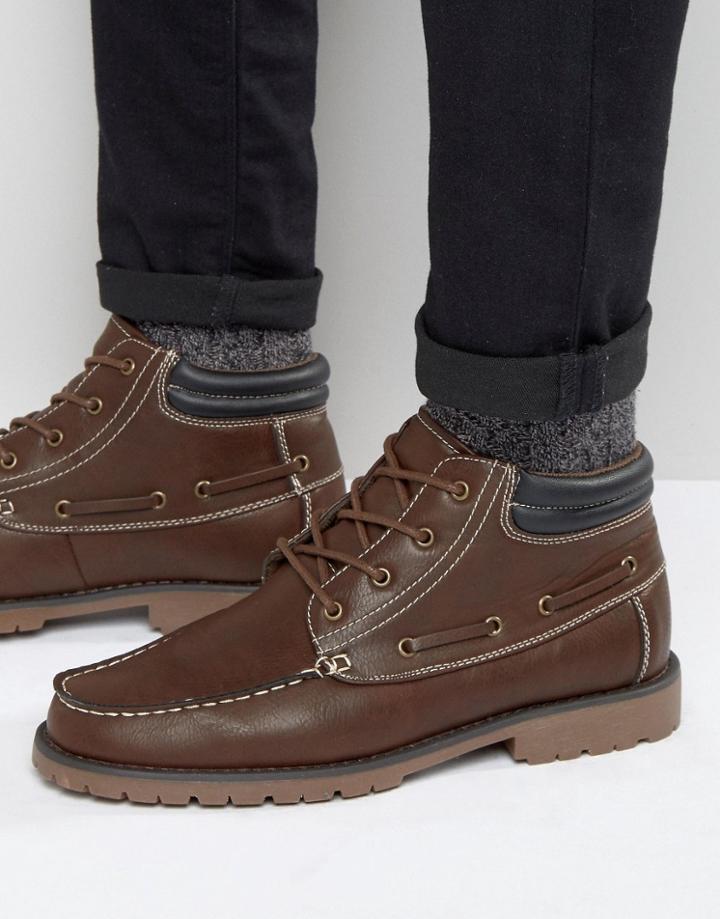 New Look Mocassin Boots In Brown - Brown
