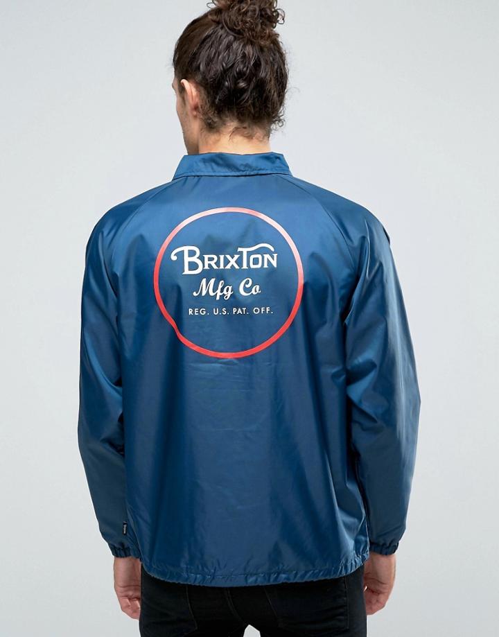 Brixton Wheeler Coach Jacket With Back Print - Navy