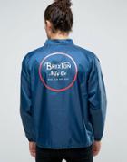 Brixton Wheeler Coach Jacket With Back Print - Navy