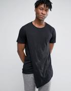 Only & Sons Longline T-shirt With Asymetric Drape - Black