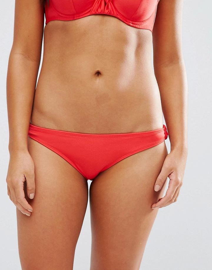 Asos Fuller Bust Exclusive Knot Side Bikini Bottom - Red