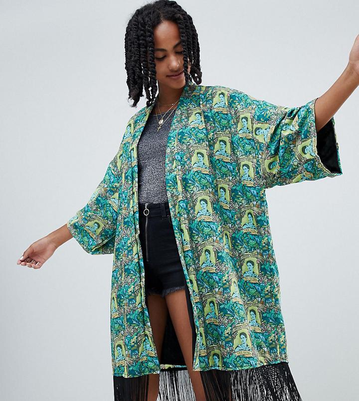 Reclaimed Vintage Inspired Frida Kahlo Print Kimono Jacket - Multi