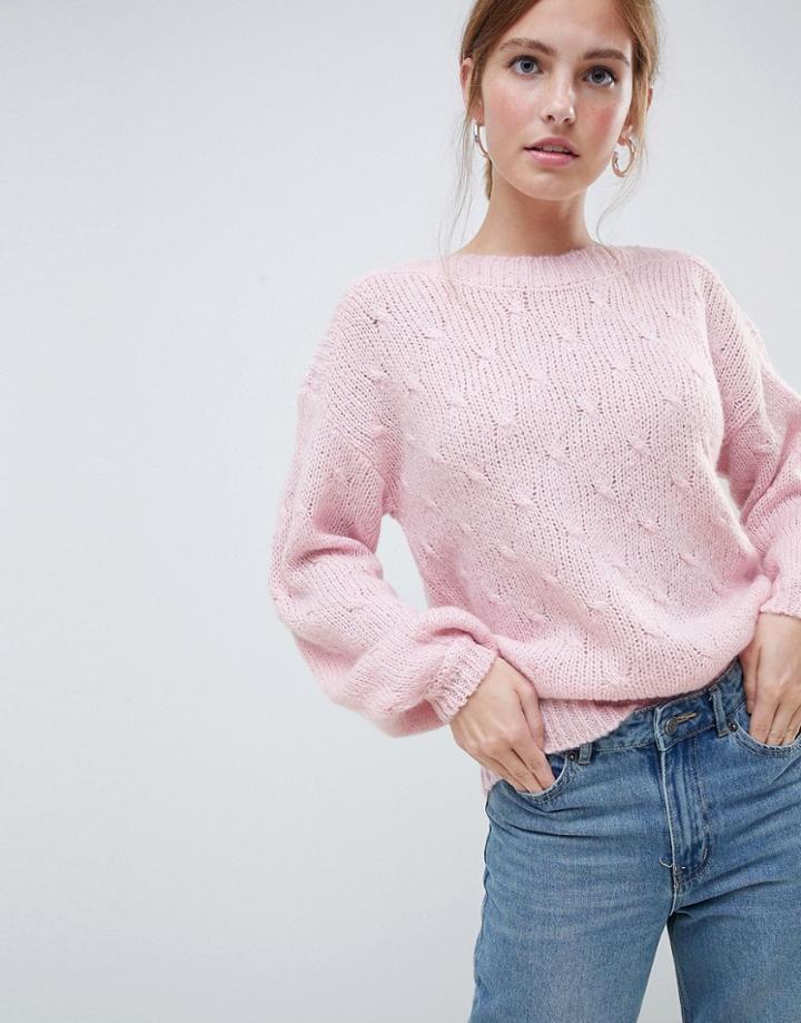 Moves By Minimum Balloon Sleeve Sweater - Pink