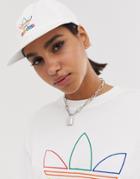 Adidas Originals Pride White Cap With Rainbow Trefoil Logo-multi