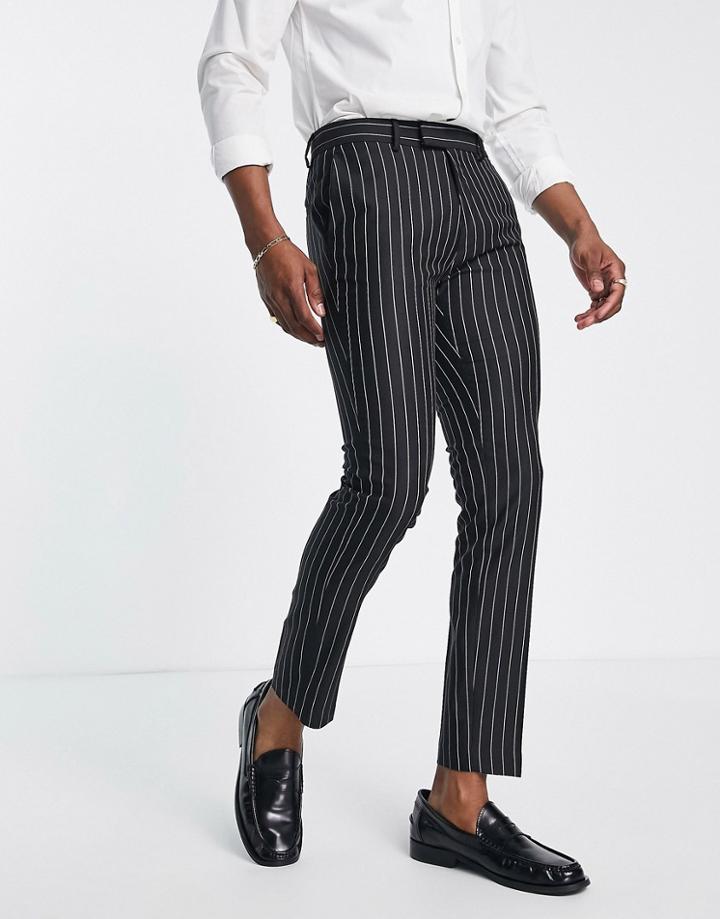 Topman Suit Pants In Black Stripe
