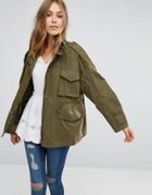 Mango Multi Pocket Military Jacket - Green