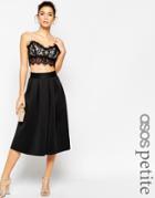 Asos Petite Midi Pleated Prom Skirt In Scuba - Black