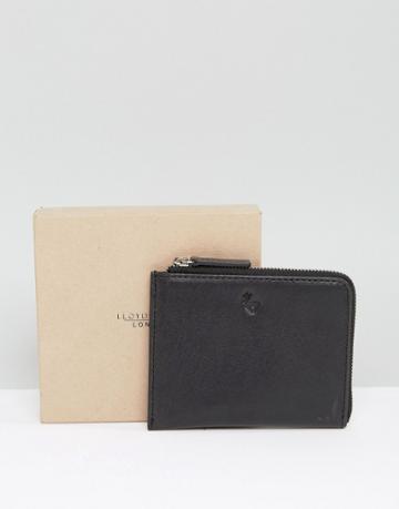 Lloyd Baker Leather Half Zip Wallet - Black