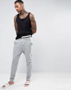 Asos Loungewear Skinny Joggers With Striped Double Waistband - Gray