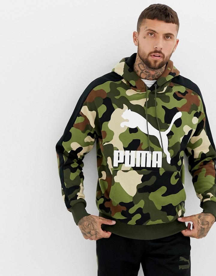 Puma Pullover Camo Hoodie In Green - Green