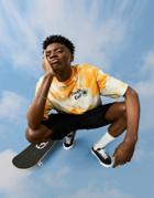 Crooked Tongues Oversized T-shirt With Fresh Flowers Graphic Print In Tie Dye Orange